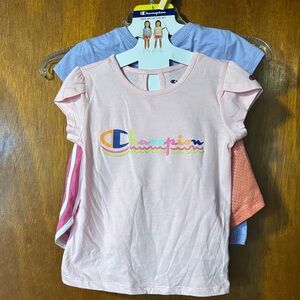🆕 Champion 4 piece Girls Tee & Shorts sets with Multicolor Logo - NWT